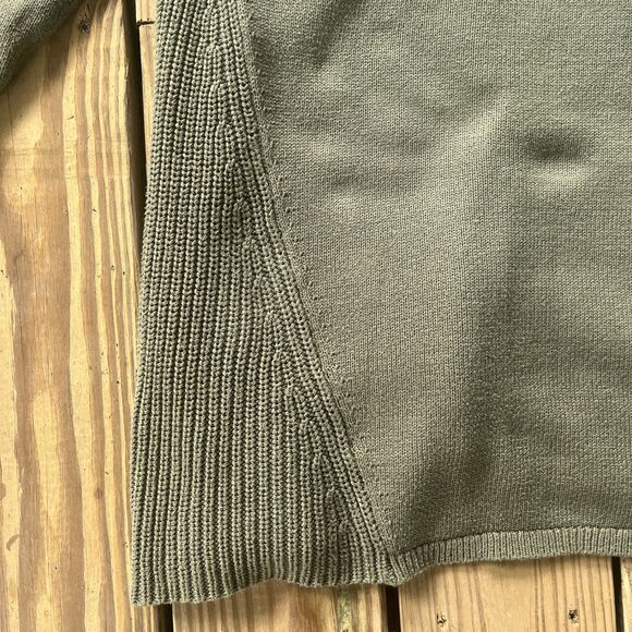 L.L. Bean 100% Cotton Olive Green Cardigan - Long w/ Open Front - Women's Large - Picture 5 of 8